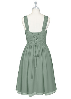 Azazie Angie Bridesmaid Dresses Silver Sage A-Line Corset Chiffon Dress image8