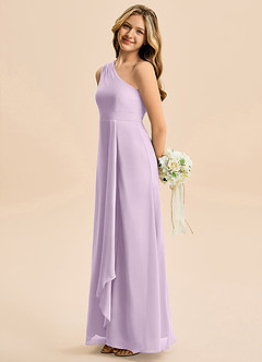 Azazie Delilah Junior Linia A Marszczony Szyfon Długość podłogi Młodsza druhna Sukienka image3