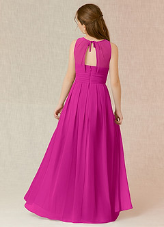 Azazie Bibiane Junior Fuchsia A-Line Pleated Chiffon Dress image2