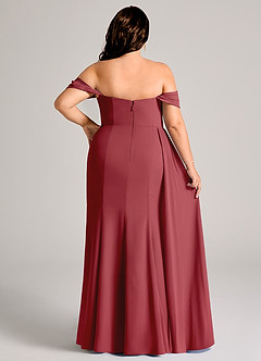 Azazie Amyra Bridesmaid Dresses Pomegranate Sheath Off the Shoulder Chiffon Convertible Dress image15