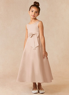 Azazie Lindy Flower Girl Dresses English Rose A-Line Pleated Matte Satin Dress image4