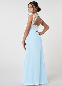 Azazie Rana Junior Sky Blue A-Line Lace Chiffon Dress image4