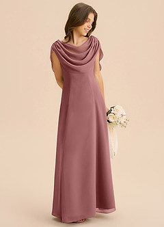Azazie Lambie Junior Desert Rose A-Line Pleated Chiffon Dress image5
