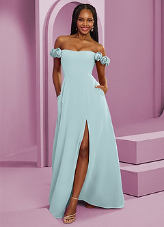 Barbie ♥ Azazie Jurken voor bruidsmeisjes Converteerbaar Jurk van Chiffon met A-Lijn Off the Shoulder De Nevel image1