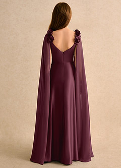 Azazie Rosita Girls Formal 플라워 걸 드레스 A라인 플리츠 매트 새틴 플로어 길이 드레스 image2
