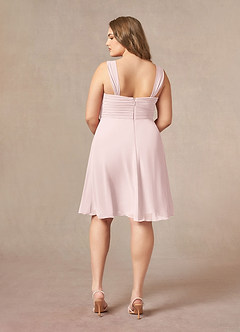 Azazie Olivia Mother of the Bride Dresses Blushing Pink A-Line Square Neckline Pleated Chiffon Dress image11