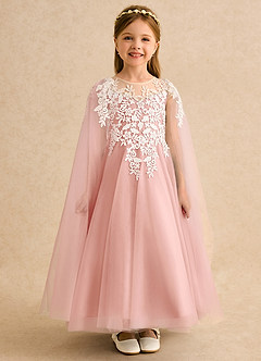 Azazie Dandelion Blumenmädchenkleider Ballkleid Spitze Kleid Rosettenrosa image3