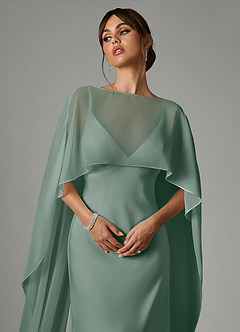 Azazie Stefania Robes de demoiselle d'honneur Robe Trapèze en Satin extensible Sauge D'argent image5