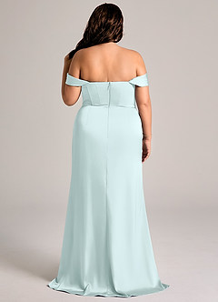 Azazie Johana Bridesmaid Dresses Sea Glass Mermaid Off the Shoulder Stretch Satin Convertible Dress image9