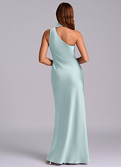 Azazie Seona Robes de demoiselle d'honneur Robe Sirène en Satin extensible Une épaule Brume image4