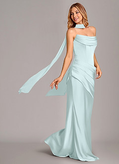 Azazie Pelagia Suknie dla druhen Syrena Gorset Satyna elastyczna Do ziemi Sukienka image1