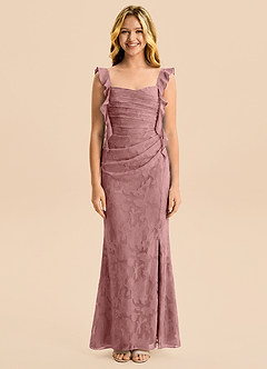 Azazie Jessamine Junior Dusty Rose Mermaid Sweetheart Neckline Floral Burnout Dress image5