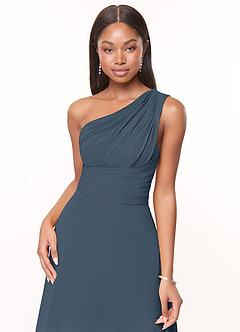 Azazie Ashley Bridesmaid Dresses Neptune A-Line Ruched Chiffon Dress image5