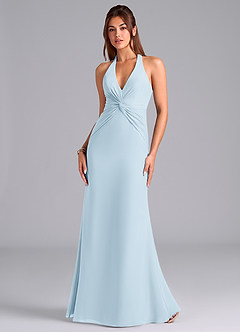 Azazie Valerie Bridesmaid Dresses Sky Blue Mermaid Pleated Chiffon Dress image4