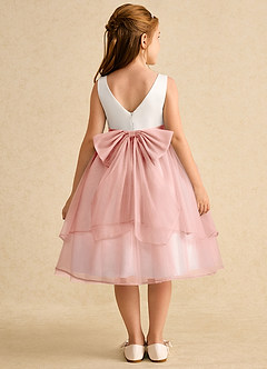 Azazie Rene Flower Girl Dresses Ivory Rosette A-Line Bow Tulle Dress image2