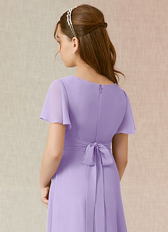 Azazie Induh Junior Robe Trapèze en Mousseline de soie Rayé Lilas image5
