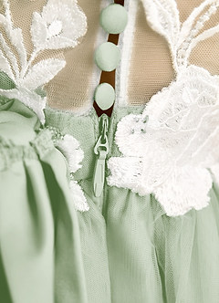 Azazie Sundae Blumenmädchenkleider Ballkleid Spitze Kleid Staubiger Salbeigrün image8