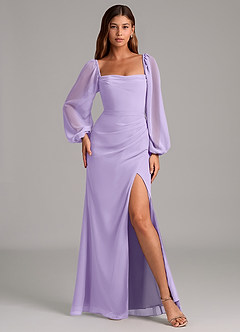 Azazie Brixley 신부 들러리 드레스 인어 긴팔 쉬폰 바닥 길이 드레스 image4