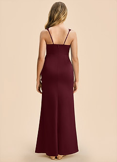 Azazie Adrienne Junior Robe Fourreau en Satin extensible Plissé Cabernet image2