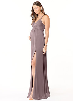 Azazie Annabelle Maternity Bridesmaid Dresses A-Line V-Neck Pleated Mesh Floor-Length Dress image4