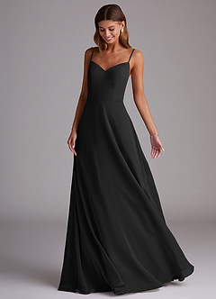 Azazie Marley Bridesmaid Dresses Black A-Line Off the Shoulder Chiffon Convertible Dress image5