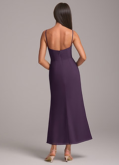 Azazie Saige Bridesmaid Dresses Plum Sheath Off the Shoulder Chiffon Convertible Dress image8