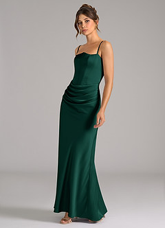 Azazie Debby Brautjungfernkleider Wandelbar Meerjungfrau-Linie Schulterfrei Stretch-Satin Kleid Smaragd image6