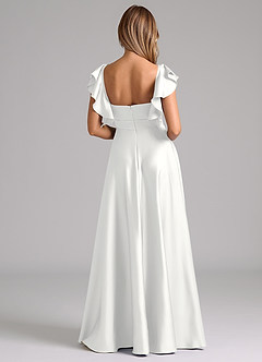Azazie Leilani Bridesmaid Dresses White A-Line Ruched Stretch Satin Dress image2