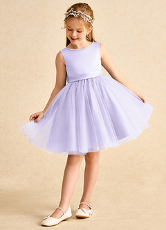 Azazie Jani Flower Girl Dresses Lilac A-Line Bow Tulle Dress image5