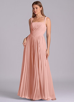 Azazie Mina Bridesmaid Dresses Rosette A-Line Pleated Chiffon Dress image1
