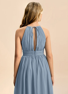 Azazie Noelle Junior Dusty Blue A-Line Pleated Chiffon Dress image7