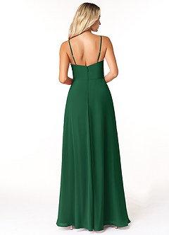 Azazie Moira Brautjungfernkleider A-Linie Schaufel Chiffon Kleid Dunkelgrün image2