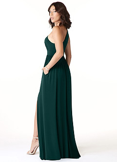 Azazie Jasna Brautjungfernkleider A-Linie One-Shoulder Luxuriöse Strickwaren Kleid Kiefer image5
