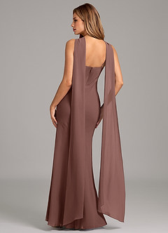 Azazie Kinsley Bridesmaid Dresses Espresso Mermaid Pleated Chiffon Dress image2