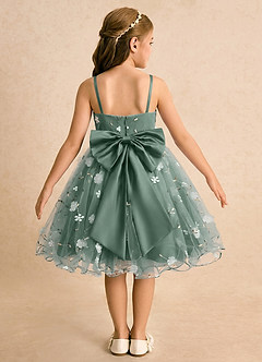 Azazie Junebug Flower Girl Dresses Eucalyptus Ball-Gown Spaghetti Strap Tulle Dress image1