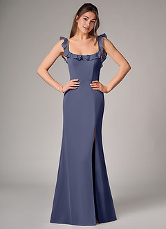 Azazie Callie Bridesmaid Dresses Stormy Mermaid Side Slit Chiffon Convertible Dress image1