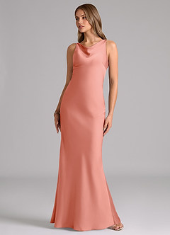 Azazie Allettie Brautjungfernkleider Meerjungfrau-Linie Stretch-Satin Kleid Koralle image5