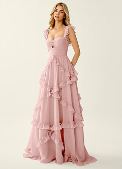 Mirabelle Rose Poudré Robe de bal en mousseline corsetée à lacets dans le dos et volants image7