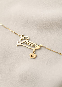 front Collier avec nom personnalisé et couronne
