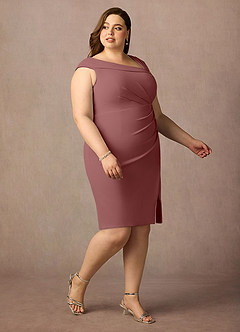 Azazie Cecily Mother of the Bride Dresses Desert Rose Sheath Stretch Crepe Dress image10