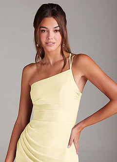 Azazie Eren 신부 들러리 드레스 인어 한쪽 어깨 쉬폰 발목 길이 드레스 image6