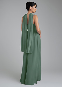 Azazie Alisha Bridesmaid Dresses Eucalyptus A-Line Corset Chiffon Dress image8