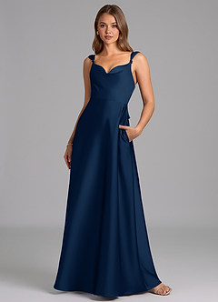 Azazie Beatrice 신부 들러리 드레스 A라인 스윗하트 네크라인 스트레치 새틴 바닥 길이 드레스 image4