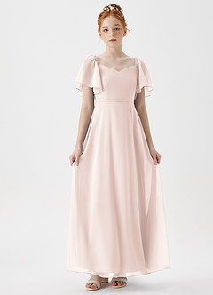 Azazie Chloe Junior Vestido de Pétalo De Rosa de Gasa de Corte En A con Escote de Corazón image1