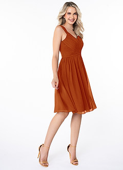 Azazie Angie Bridesmaid Dresses Paprika A-Line Corset Chiffon Dress image4