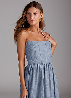 Delphina Powder Blue Lace-up Back Midi Dress image3