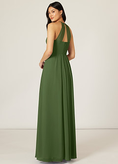 Azazie Sarah Bridesmaid Dresses Olive Empire Pleated Chiffon Dress image5