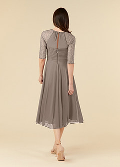 Azazie Gracelyn Mother of the Bride Dresses Taupe A-Line Lace Dress image2