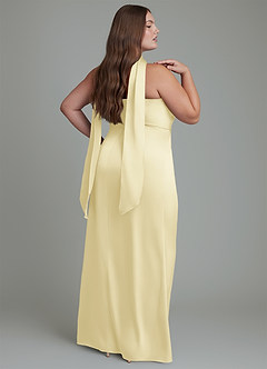 Azazie Calandra Brautjungfernkleider Etui Plissee Stretch-Satin Kleid Zitronensorbet image7