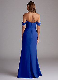 Azazie Saige Bridesmaid Dresses Royal Blue A-Line Off the Shoulder Chiffon Convertible Dress image7